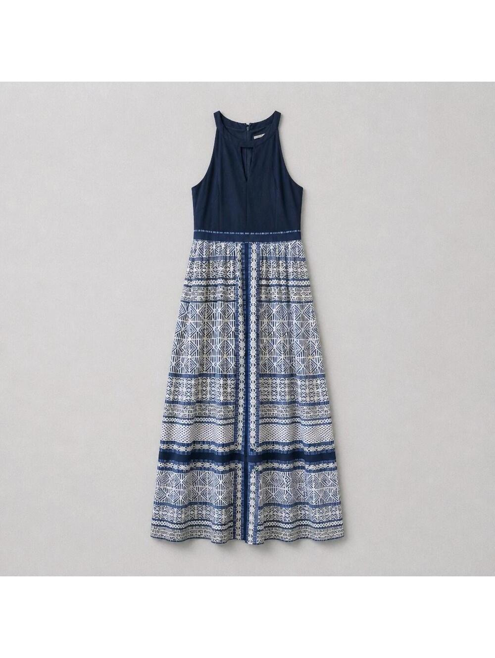Vince Camuto Women’s Maxi long Navy White Sleeveless Dress Size 14